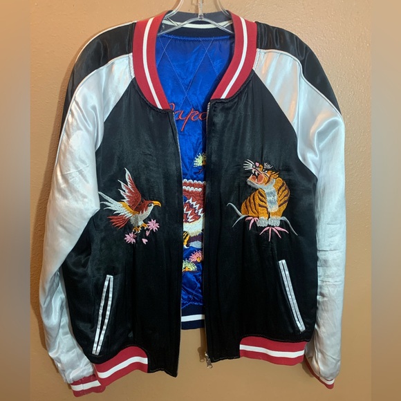TopShop Reversible Quilted Japan Tiger Eagle Bomber Jacket 12 - Picture 4 of 11